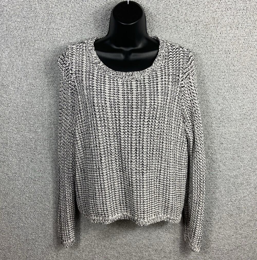 Eileen Fischer Cotton Linen Sweater Women’s Tweed Black & White Large